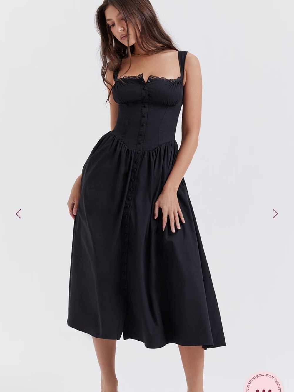 House Of CB Tatiana Black Midi Dress (New Without Tags) Size Small - Picture 3 of 7